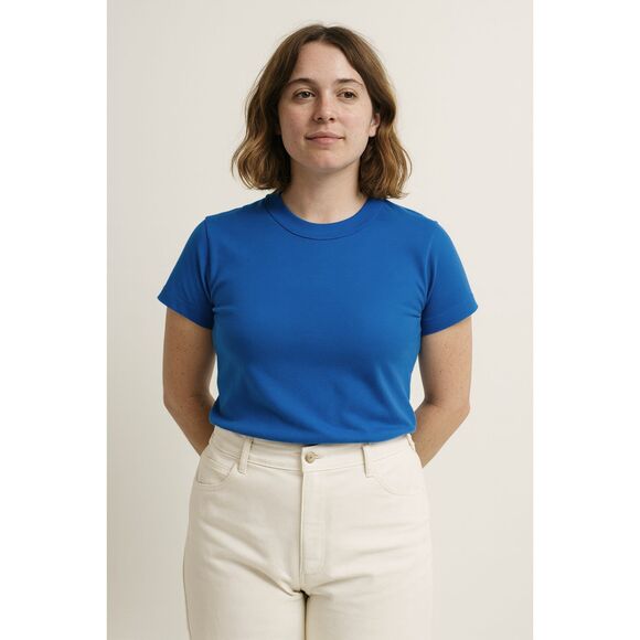 BIG BUD PRESS Blue Short Sleeve T Shirt Tee Top  Women's Size Petite - Picture 1 of 8